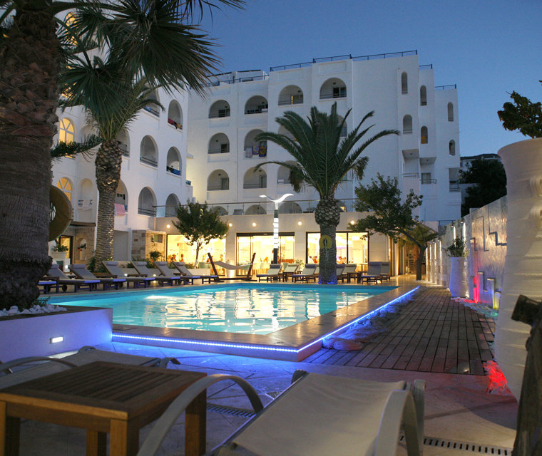 Glaros Beach Hotel Hersonissos Crete Night Pool